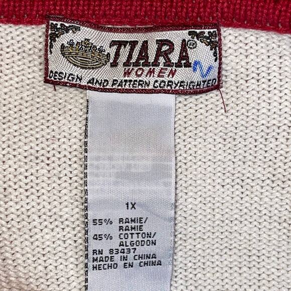 VINTAGE Y2K Tiara International Fair Isle Winter Holiday Cardigan Size 1X - Picture 3 of 3